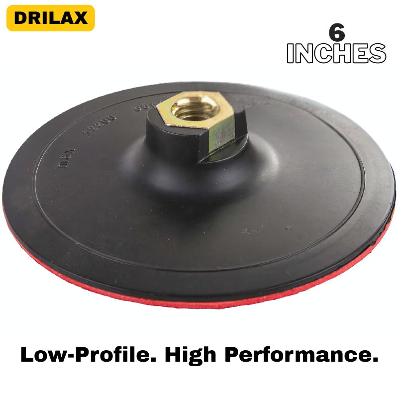 Drilax 6 Inch Hook and Loop Backing Pad | Rigid, Low-Profile Design with Wrench Mounts | 5/8"-11 Thread for Flat Surface Grinding, Sanding & Polishing | Fits Dewalt & Other Tools - Image 3